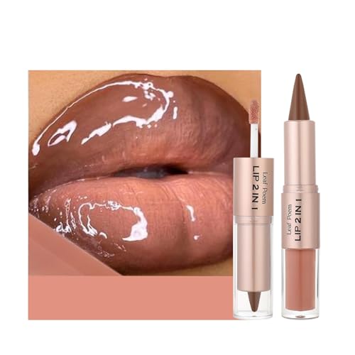 Image 10 of #06 Caramel Brown Nude / 1 Count (Pack of 1) for the product BAISEN DIARY 2-in-1 Double-Ended Matte Lip Liner & Lip Gloss Duo