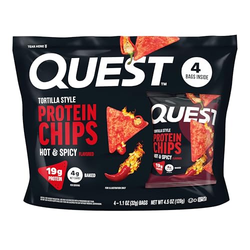 Image 1 of Default Title for the product Quest Nutrition Tortilla Style Protein Chips, Hot & Spicy, 1.1 Ounce, 4 count