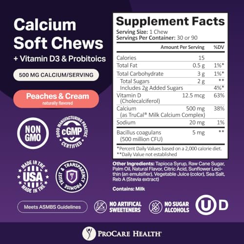 Image 2 of ProCare Health TruCal Calcium Soft Chews ? Peaches & Cream Flavor | 30 Count