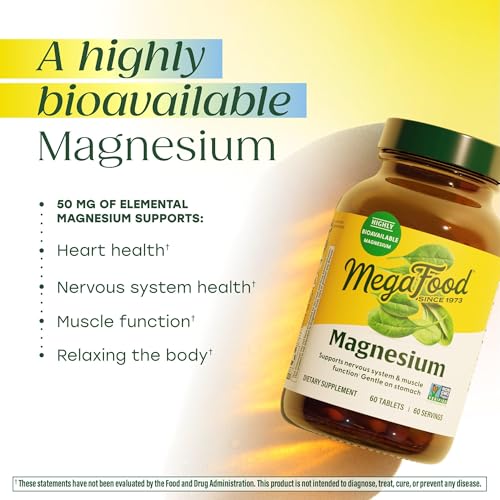 Image 5 of MegaFood Magnesium Glycinate, Heart & Nervous System Support, 90 Tablets