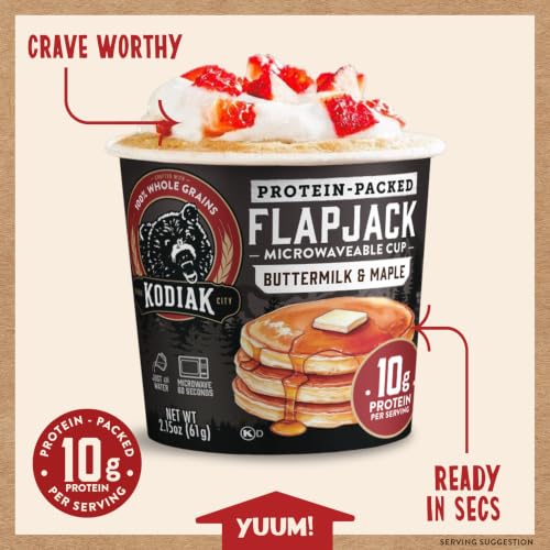 Image 5 of KODIAK CAKES Instant Pancake & Flapjack Cups, Buttermilk & Maple, High Protein, 100% Whole Grains, Pack of 12