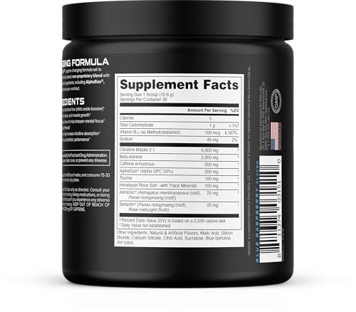 Image 4 of Bucked Up Pre Workout 6 Grams Citrulline, 2 Grams Beta Alanine, and 3 Other Registered trademarked Ingredients (Blue Raz)