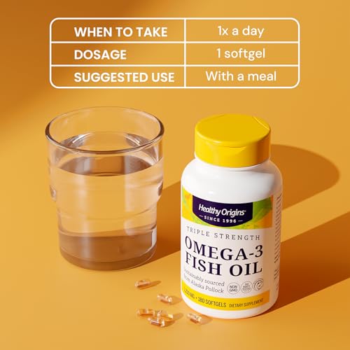 Image 5 of Healthy Origins Omega-3 Fish Oil 1,250 mg, 180 Softgels