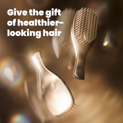 Image 2 of TANGLE TEEZER Chrome Detangler Mini Hair Brush, Straight to Curly, Gold