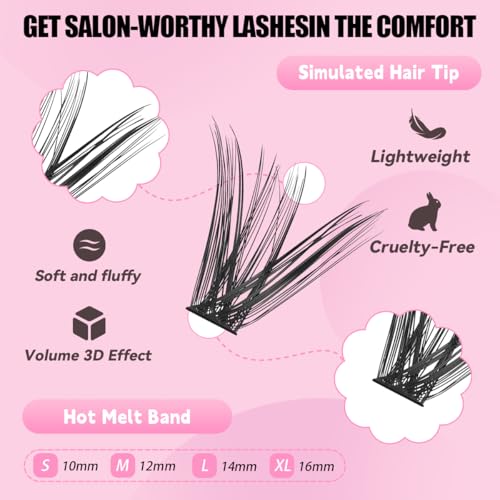 Image 4 of Azenlo Natural Lash Clusters Kit Wispy Eyelash Clusters 120 pcs Cluster Eyelash Extensions C Curl Individual Lashes 10-16 mm Mix Length Natural Look (60D KIT 120 Pcs)