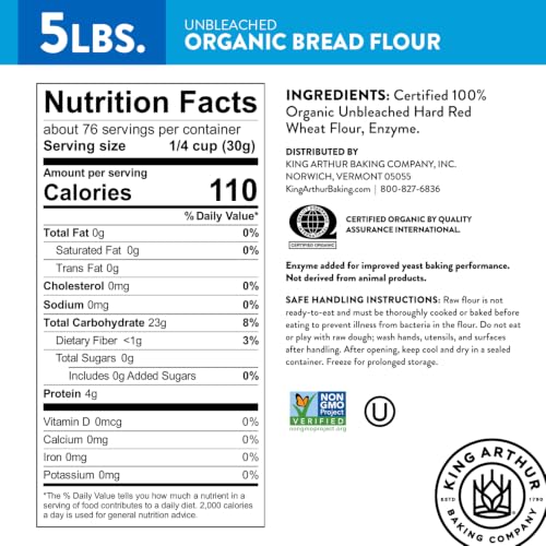 Image 3 of King Arthur 100% Organic Bread Flour, Unbleached, 5 lb