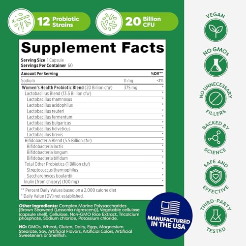Image 6 of Probulin Womens Probiotic - Vaginal, UT, Gut & Immune Health with Lactobacillus Reuteri - 20 Billion CFU, 12 Probiotic Strains & Prebiotics - 60 Vegan, Gluten Free Capsules for Whole-Body Wellness