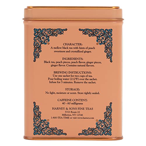 Image 3 of Harney & Sons Peaches & Ginger Black Tea, 20ct sachet tin (Pack of 2)