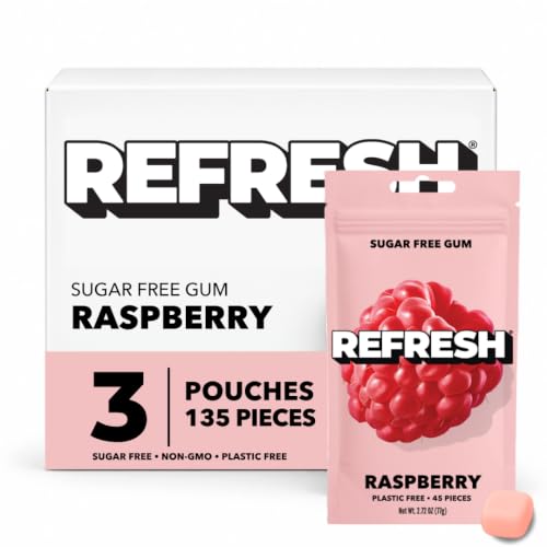 Image 5 of Raspberry 3 Pack for the product Refresh Gum Variety Natural Sugar-Free Xylitol Chewing Gum