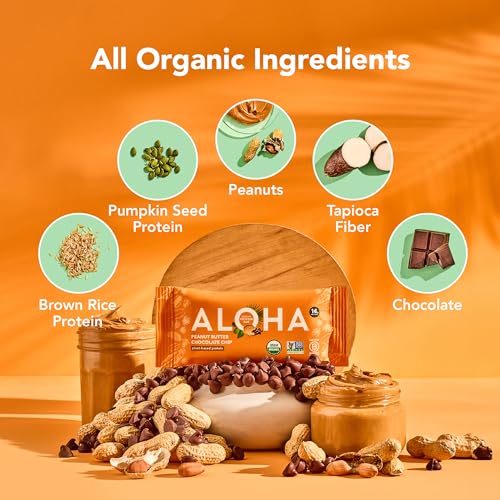 Image 2 of ALOHA Organic Plant Based Protein Bar | Peanut Butter Chocolate Chip, 12 Ct