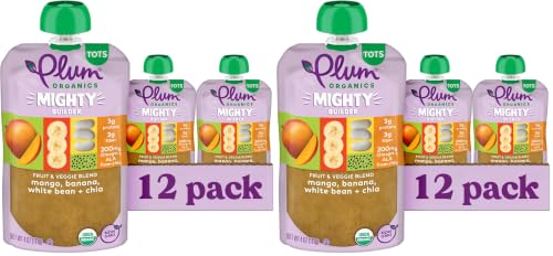 Image 1 of Default Title for the product Plum Organics +12 Months Baby Food - Mango, Banana, White Bean & Chia (Pack of 2)