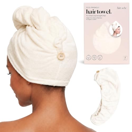 Image 8 of White Ivory / 1 Count for the product Kitsch Microfiber Hair Towel Wrap for Women