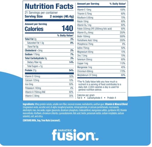 Image 4 of Bariatric Fusion High Protein Meal Replacement, Unflavored, 30 oz