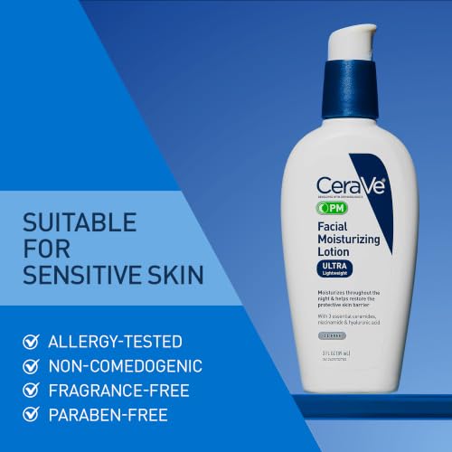 Image 5 of CeraVe PM Daily Facial Moisturizer, Skin Care for Dry Skin, Oil-Free, 3oz