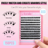 Thumbnail for Image 3 of Azenlo Natural Lash Clusters Kit Wispy Eyelash Clusters 120 pcs Cluster Eyelash Extensions C Curl Individual Lashes 10-16 mm Mix Length Natural Look (80D KIT 120 Pcs)