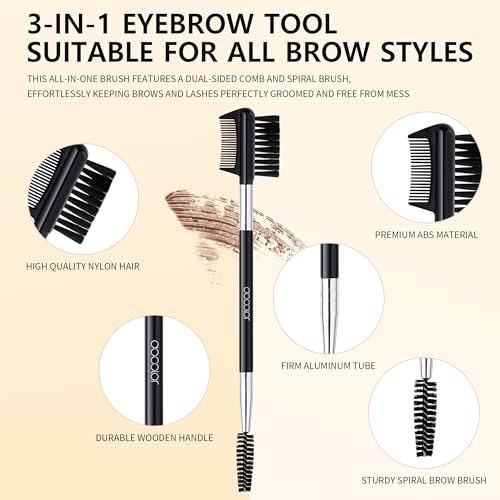 Image 2 of docolor 3 Head Eyebrow Eyelash Shaper Eyelash Comb Double Head Brush Makeup Grooming Tool