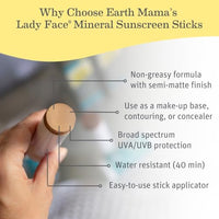 Thumbnail for Image 2 of Earth Mama Lady Face Tinted Sunscreen Stick, Light/Med SPF 40-0.74 oz