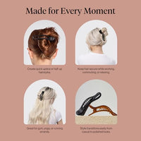 Thumbnail for Image 6 of Kitsch Flat Hair Clips for Women - Black & Tortoise, 2pcs