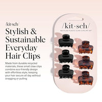 Thumbnail for Image 2 of Kitsch Small Hair Clips for Women - Black & Tortoise, 6 Pcs
