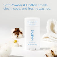 Thumbnail for Image 4 of Native Deodorant Contains Naturally Derived Ingredients, 72 Hour Odor Control, Deodorant for Women and Men, Aluminum Free, Powder & Cotton 2.65oz
