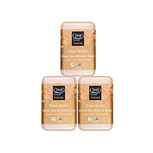 Image 1 of Default Title for the product One With Nature Dead Sea Salt Shea Butter Soap, Exfoliating, 4 oz, 3 Pack