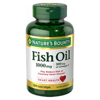 Thumbnail for Nature's Bounty Omega-3 Fish Oil Odorless 1000 mg 120 Coated Softgels