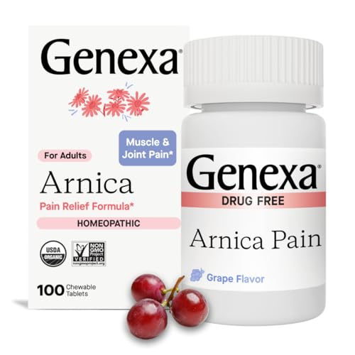Image 1 of 1 pack for the product Genexa Arnica Pain Relief Made Clean, 100 Chewable Tablets, Grape Flavor