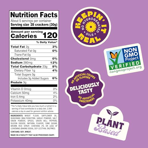 Image 2 of Back to Nature Garlic & Herb Seasoned Mini Crackers, Plant Based Snack, 6pk