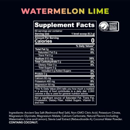 Image 3 of REDMOND Re-Lyte Sugar Free Electrolyte Powder Drink Mix (Watermelon Lime)