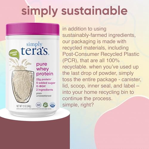 Image 6 of simply tera's Pure Whey Protein Powder, Unflavored, Non-GMO, Kosher - 12 Oz