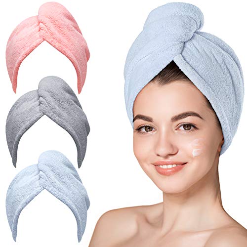 Image 1 of Blue,grey,pink / Large for the product Hicober Microfiber Hair Towel Wrap for Women