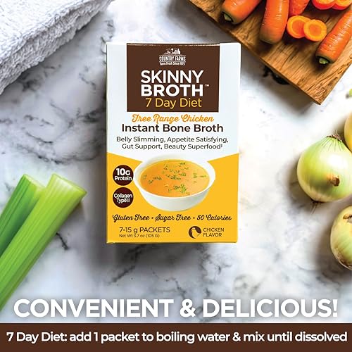 Image 4 of Country Farms Skinny Broth, Instant Chicken Bone Broth, 7 Day Plan, 7-15g Packets