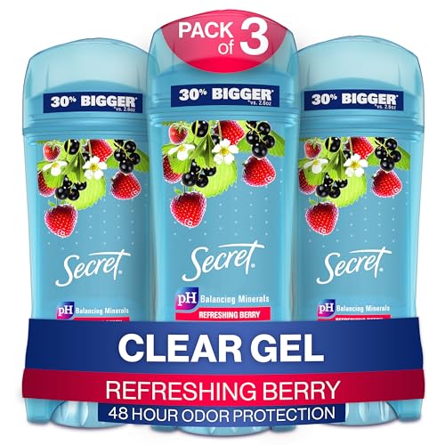 Image 1 of Default Title for the product Secret Antiperspirant and Deodorant Women, Berry Scent, Clear Gel 3.4 oz (Pack of 3)