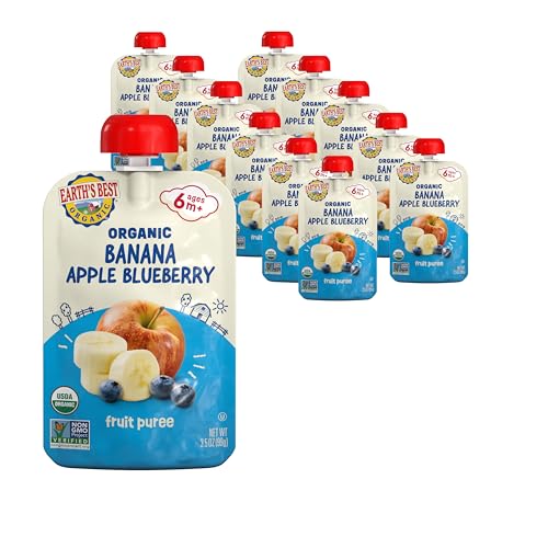 Image 1 of Default Title for the product Earth's Best Organic Banana Apple Blueberry Pouch, 3.5 oz (Pack of 12)