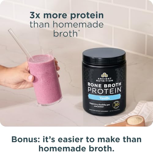 Image 6 of Ancient Nutrition Grass Fed Bone Broth Protein Powder, Vanilla