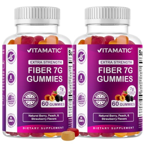 Image 1 of Berry, Peach & Strawberry / 120 Count (Pack of 1) for the product Vitamatic Extra Strength Prebiotic Fiber Gummies