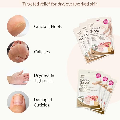 Image 4 of Epielle Hydrating Hand & Foot Masks, 6 Moisturizing Gloves & 6 Moisturizing Socks