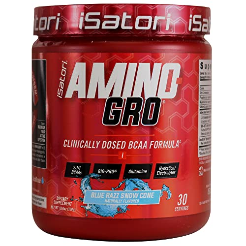 Image 1 of Default Title for the product iSatori Amino-GRO BCAA Powder Blue Razz Snow Cone Flavor - 30 Servings