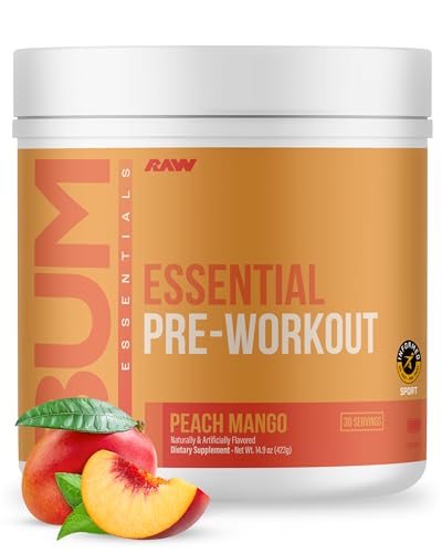 Image 4 of Peach Mango (Pack of 1) for the product RAW Essential Pre-Workout Powder