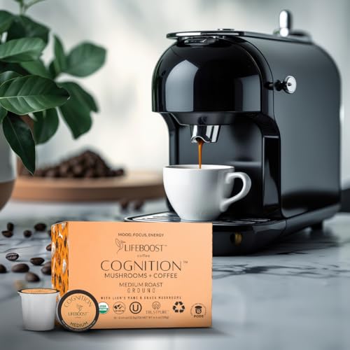 Image 3 of LIFEBOOST Cognition Mushroom Coffee K Cups, Organic Low Acid, 10 Count