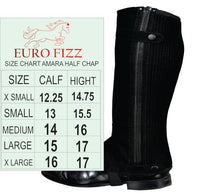 Thumbnail for Image 7 of Equestrian Riding Unisex Half Chaps Amara Adult | Synthetic Leather Zip-Up Pair | Accurate Size Chart in Images.