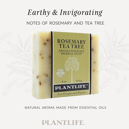 Image 4 of Plantlife Rosemary Tea Tree Bar Soap 3-Pack, Handcrafted, Vegan, 4 oz
