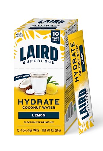 Image 1 of Default Title for the product Laird Superfood Hydrate Coconut Water Electrolyte Drink Mix, Lemon, 10 Single Serve Stick Packs