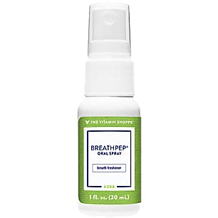 The Vitamin Shoppe Breathprep, Oral Spray for Fresh Breath, Breath Freshener, Naturally Flavored Peppermint Breath Spray (1 Fluid Ounces Liquid)