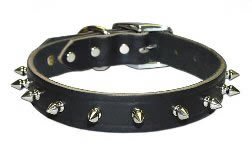 OmniPet Spiked & Studded Latigo Leather Dog Collar, Black, 3/8" x 10"