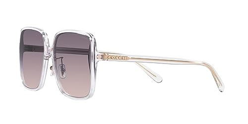 Coach HC8368D Sunglasses, Transparent Clear/Violet Pink Gradient, 61 mm