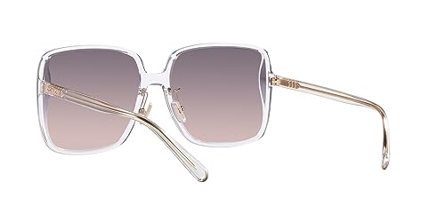Coach HC8368D Sunglasses, Transparent Clear/Violet Pink Gradient, 61 mm