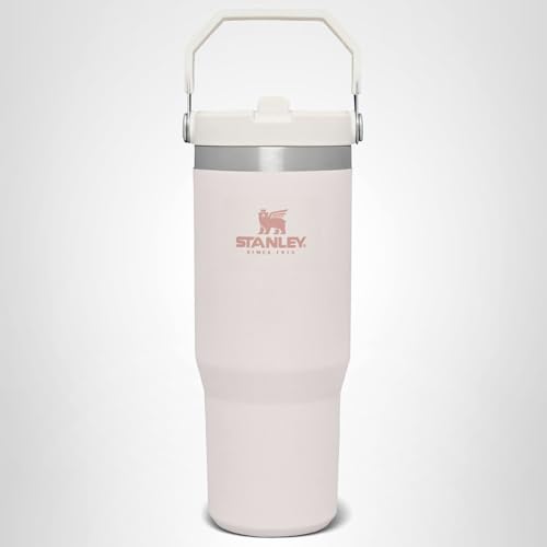 STANLEY IceFlow Flip Straw Tumbler with Handle 30 oz | Twist On Lid and Flip Up Straw | Leak Resistant Water Bottle | Insulated Stainless Steel |BPA-Free | Rose Quartz