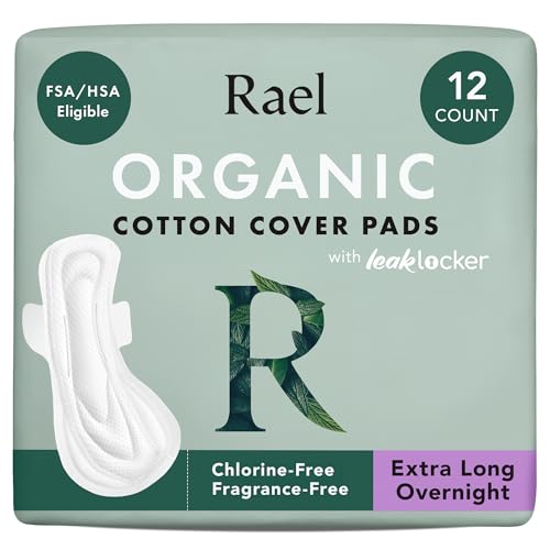 Image 1 of Default Title for the product Rael Organic Cotton Cover Sanitary Pads for Women (XL Overnight, 12 Ct)