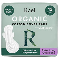 Thumbnail for Image 1 of Default Title for the product Rael Organic Cotton Cover Sanitary Pads for Women (XL Overnight, 12 Ct)